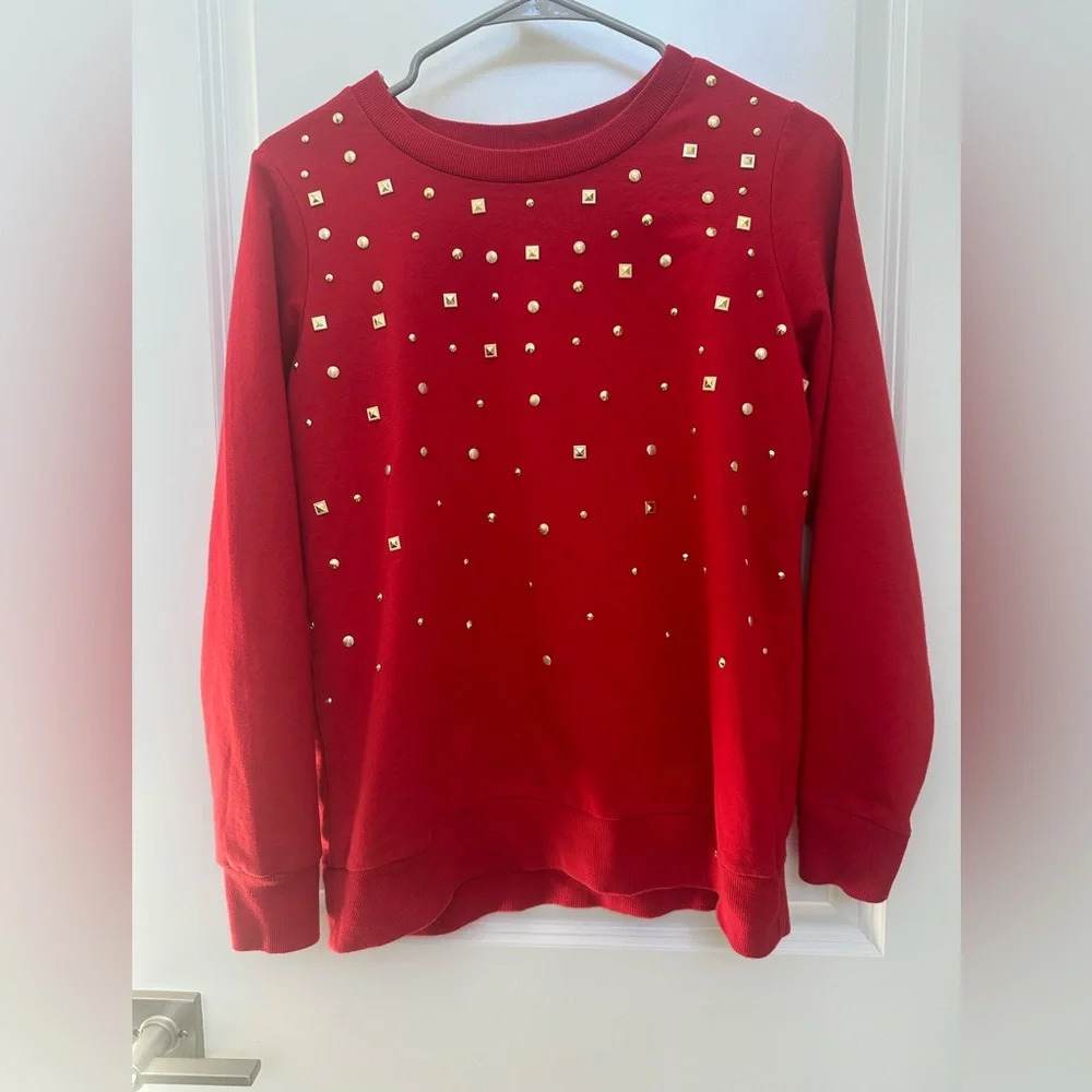 MICHAEL KORS Red Sweater w/ Embellishments Size M